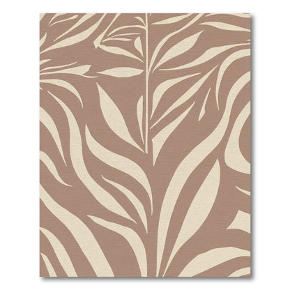 Earthy Beige Abstract Leaf Swirl Rug