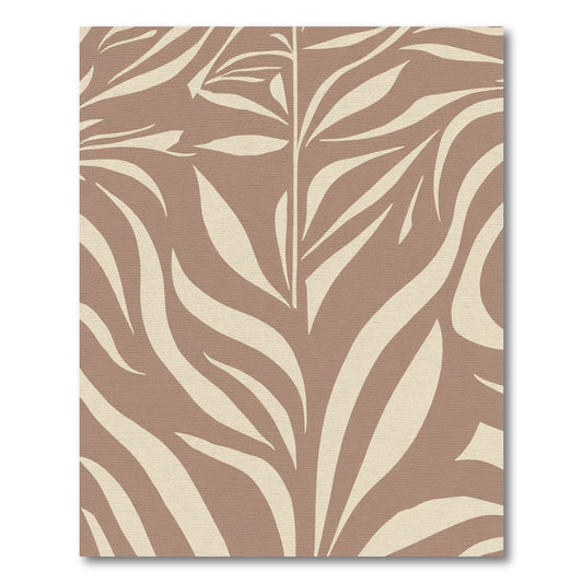 Earthy Beige Abstract Leaf Swirl Rug