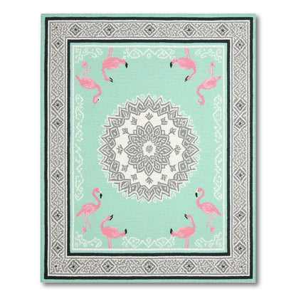 Flamingo Teal Mandala Area Rug