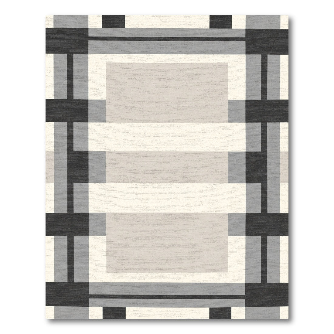 Modern Gray Plaid Geometric Rug