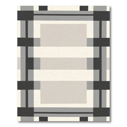 Modern Gray Plaid Geometric Rug