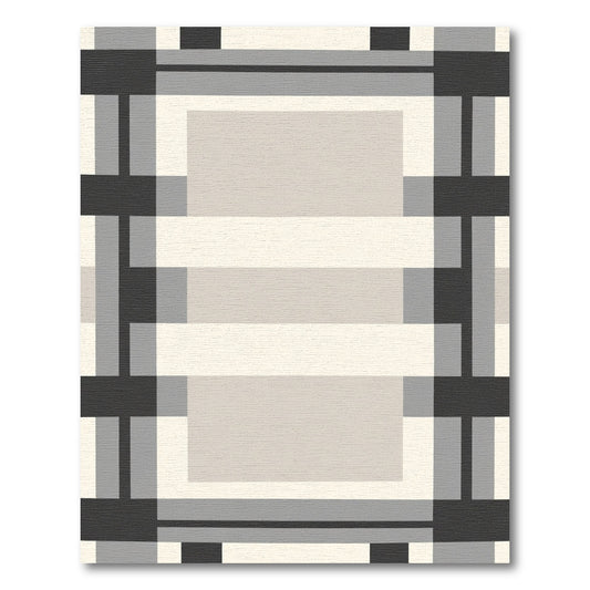 Modern Gray Plaid Geometric Rug