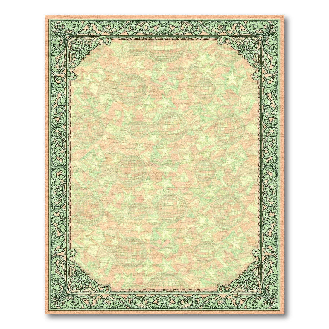 Retro Disco Ball Stars Green Border Rug