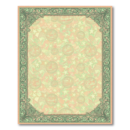 Retro Disco Ball Stars Green Border Rug