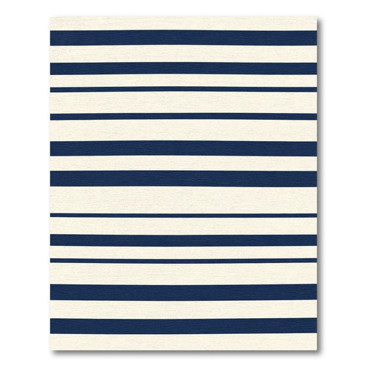 Classic Navy Cream Horizontal Stripe Rug