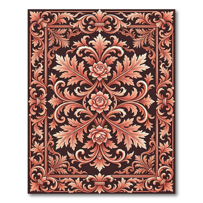 Coral Swirl Floral Medallion Jacquard Rug