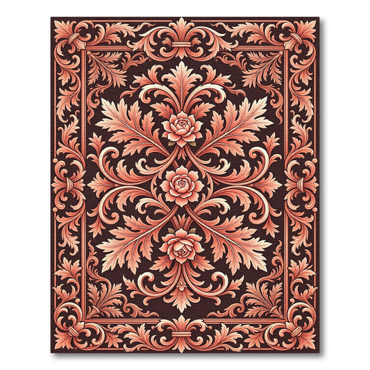 Coral Swirl Floral Medallion Jacquard Rug