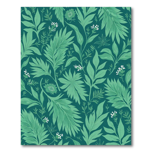 Emerald Green Tropical Botanical Arrangement Rug