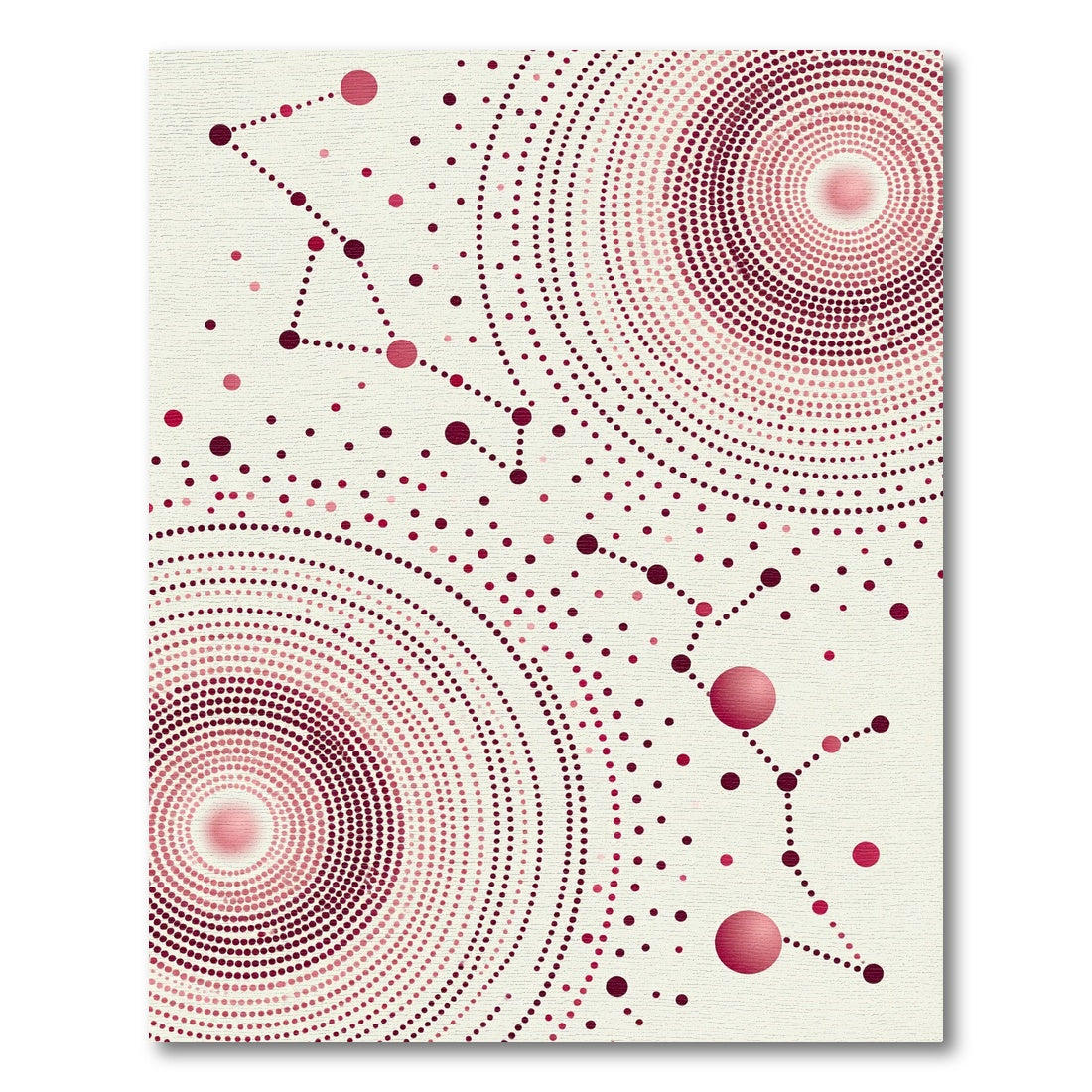 Deep Crimson Radial Connection Dots Rug