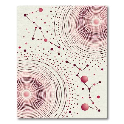 Deep Crimson Radial Connection Dots Rug