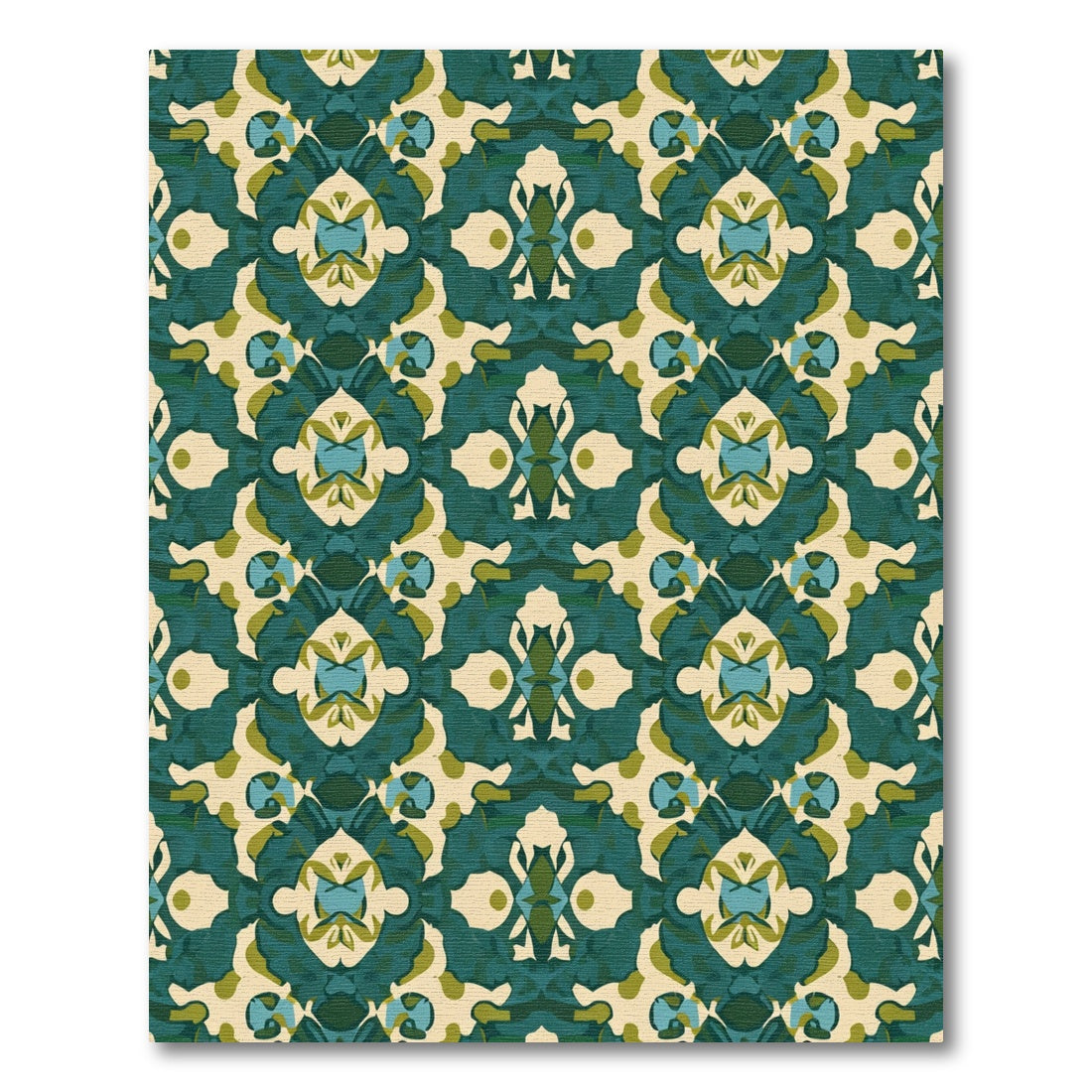 Emerald Teal Ivory Medallion Harmony Rug