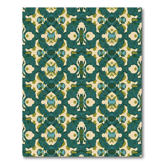Emerald Teal Ivory Medallion Harmony Rug