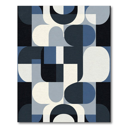 Modern Navy Blue Geometric Abstract Rug