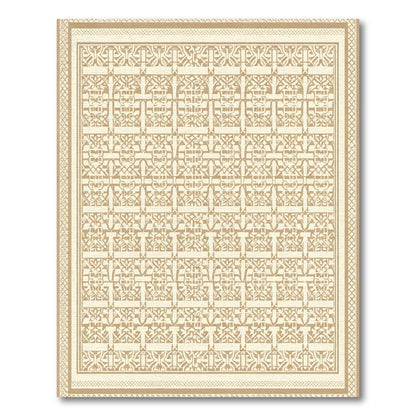 Ornate Beige Geometric Lattice Rug