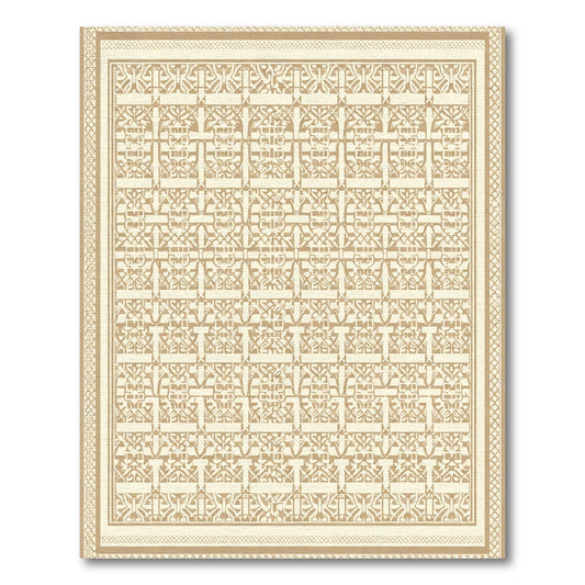 Ornate Beige Geometric Lattice Rug