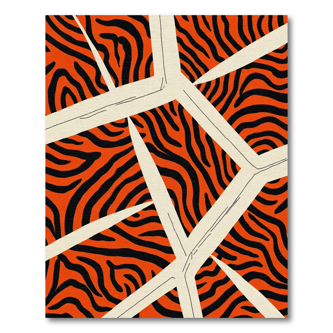 Bold Orange Black Tiger Stripe Overlay Rug