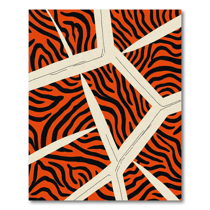 Bold Orange Black Tiger Stripe Overlay Rug