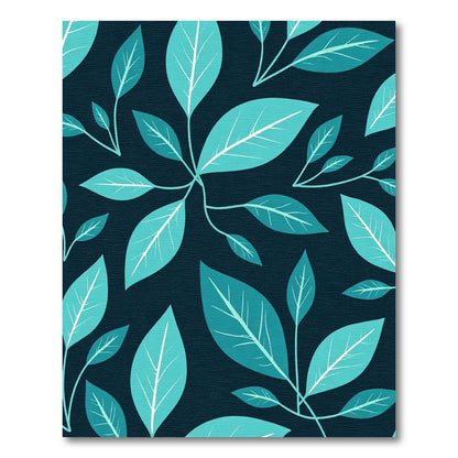 Teal And White Leafy Branches Rug
