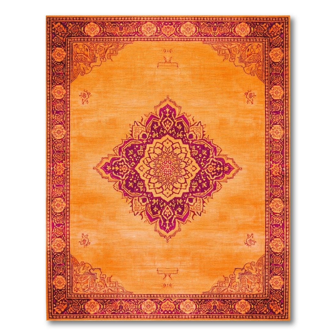 Traditional Persian Vibrant Orange Medallion Persian Area Rug