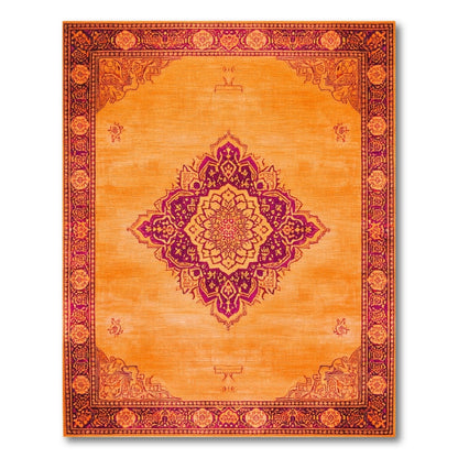 Traditional Persian Vibrant Orange Medallion Persian Area Rug