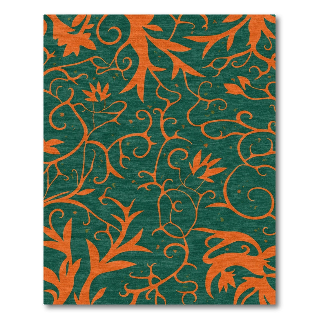 Teal Orange Vine Scroll Garden Rug