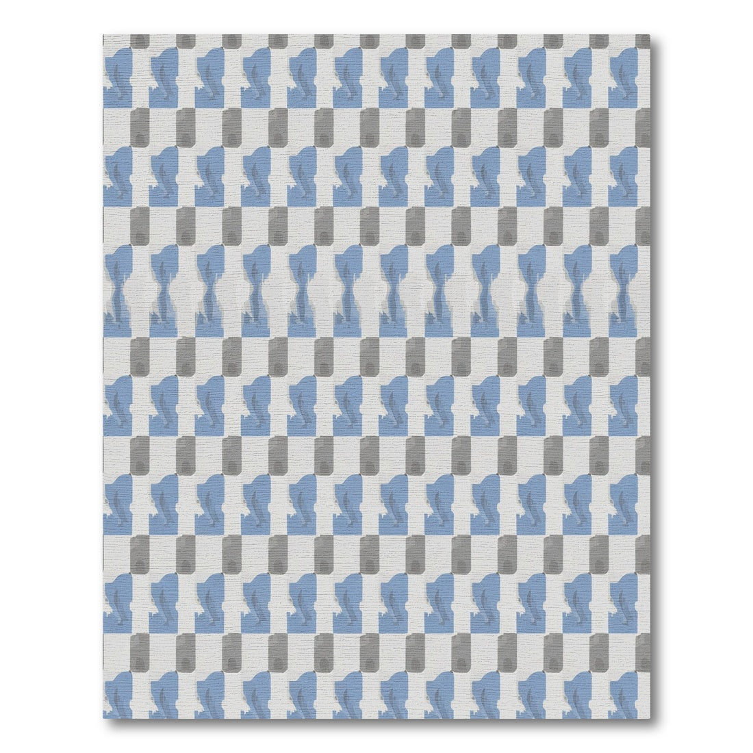 Pale Blue Gray Checkerboard Composition Rug