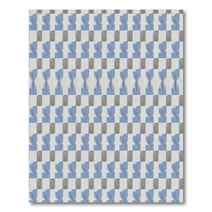 Pale Blue Gray Checkerboard Composition Rug