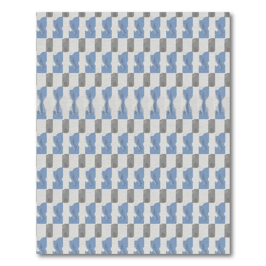 Pale Blue Gray Checkerboard Composition Rug