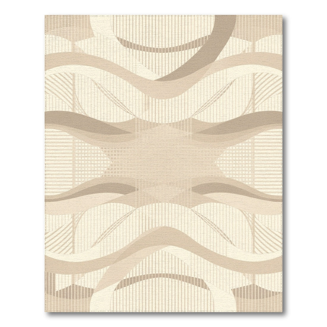 Abstract Area Beige Neutral Wavy Abstract Area Rug