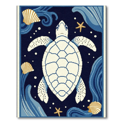 Navy Blue Sea Turtle Area Rug