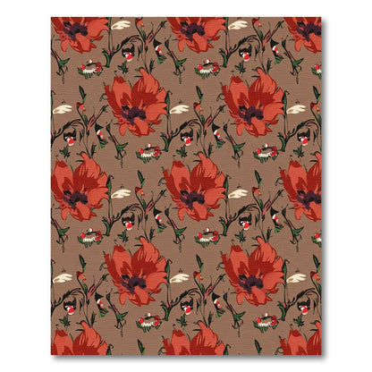 Red Poppy Botanical Branch Cover Rug