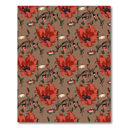 Red Poppy Botanical Branch Cover Rug