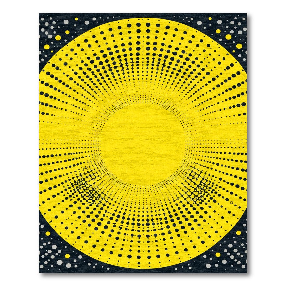 Radiating Yellow Halftone Dot Sunburst Rug