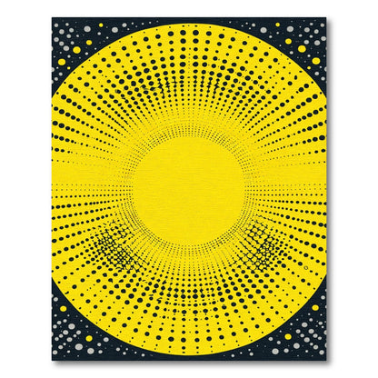 Radiating Yellow Halftone Dot Sunburst Rug