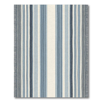 Crisp Blue Tonal Striped Vertical Rug