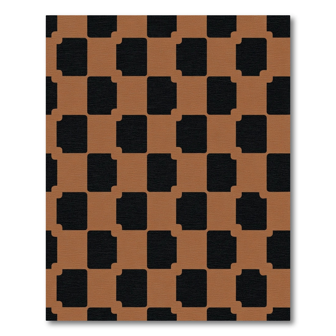 Brown Black Checkerboard Squares Rug