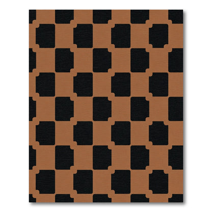 Brown Black Checkerboard Squares Rug