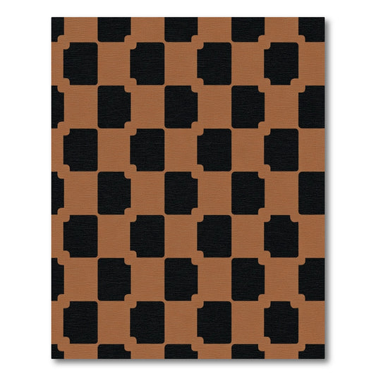 Brown Black Checkerboard Squares Rug