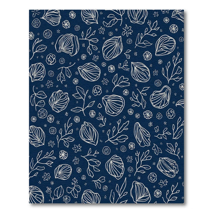 Minimalist White Outline Botanical Navy Rug