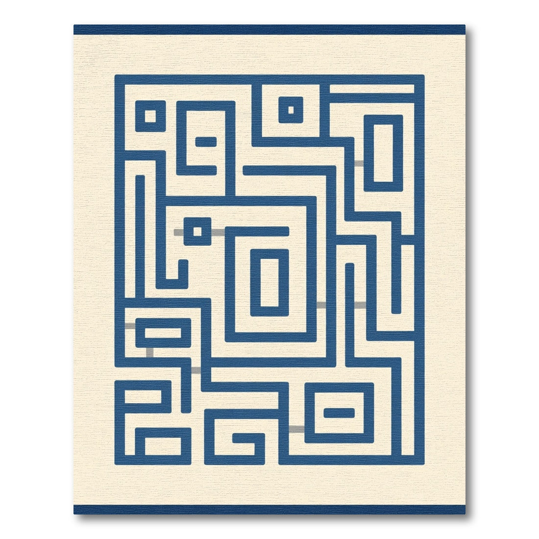 Dark Blue Maze Geometric Abstract Rug