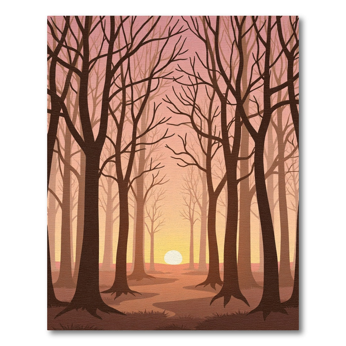 Earthy Tones Forest Path Sunset Rug