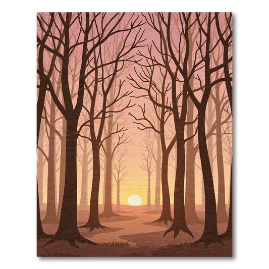 Earthy Tones Forest Path Sunset Rug