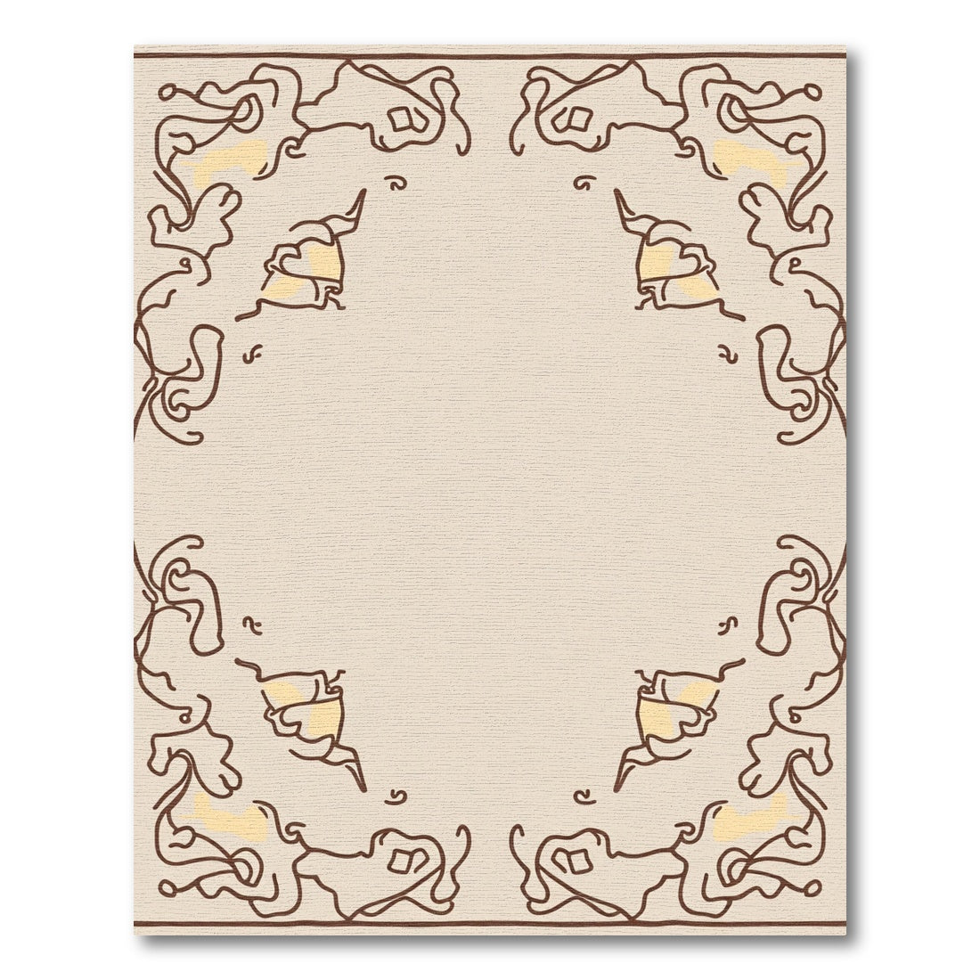 Beige Abstract Vine Swirl Rug