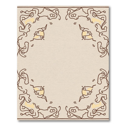 Beige Abstract Vine Swirl Rug