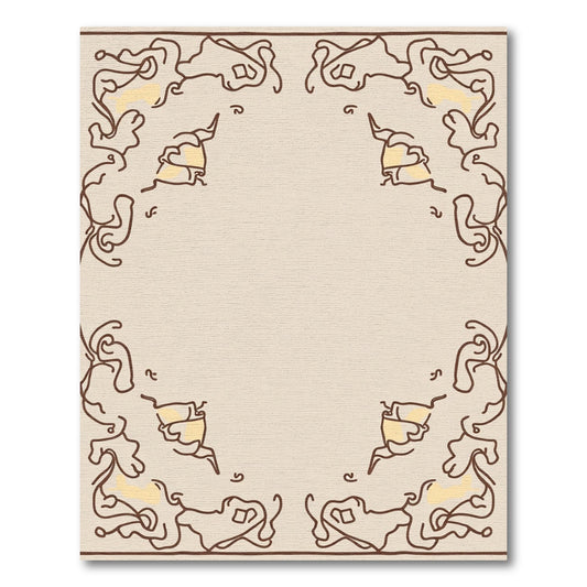 Beige Abstract Vine Swirl Rug
