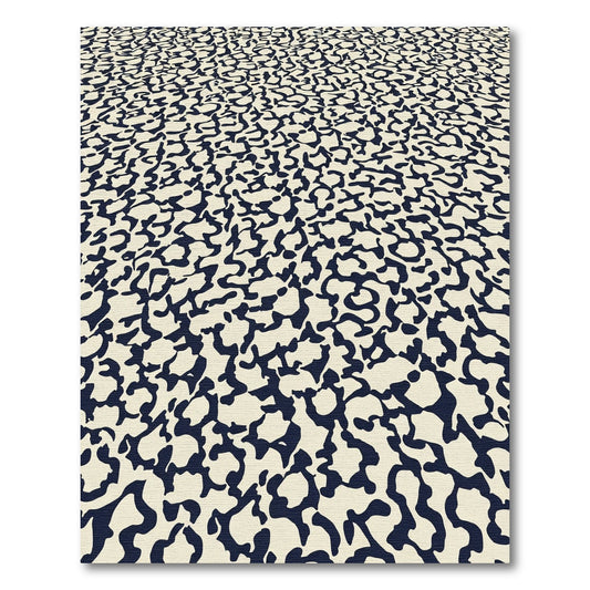 Cream and Navy Organic Blob Rug