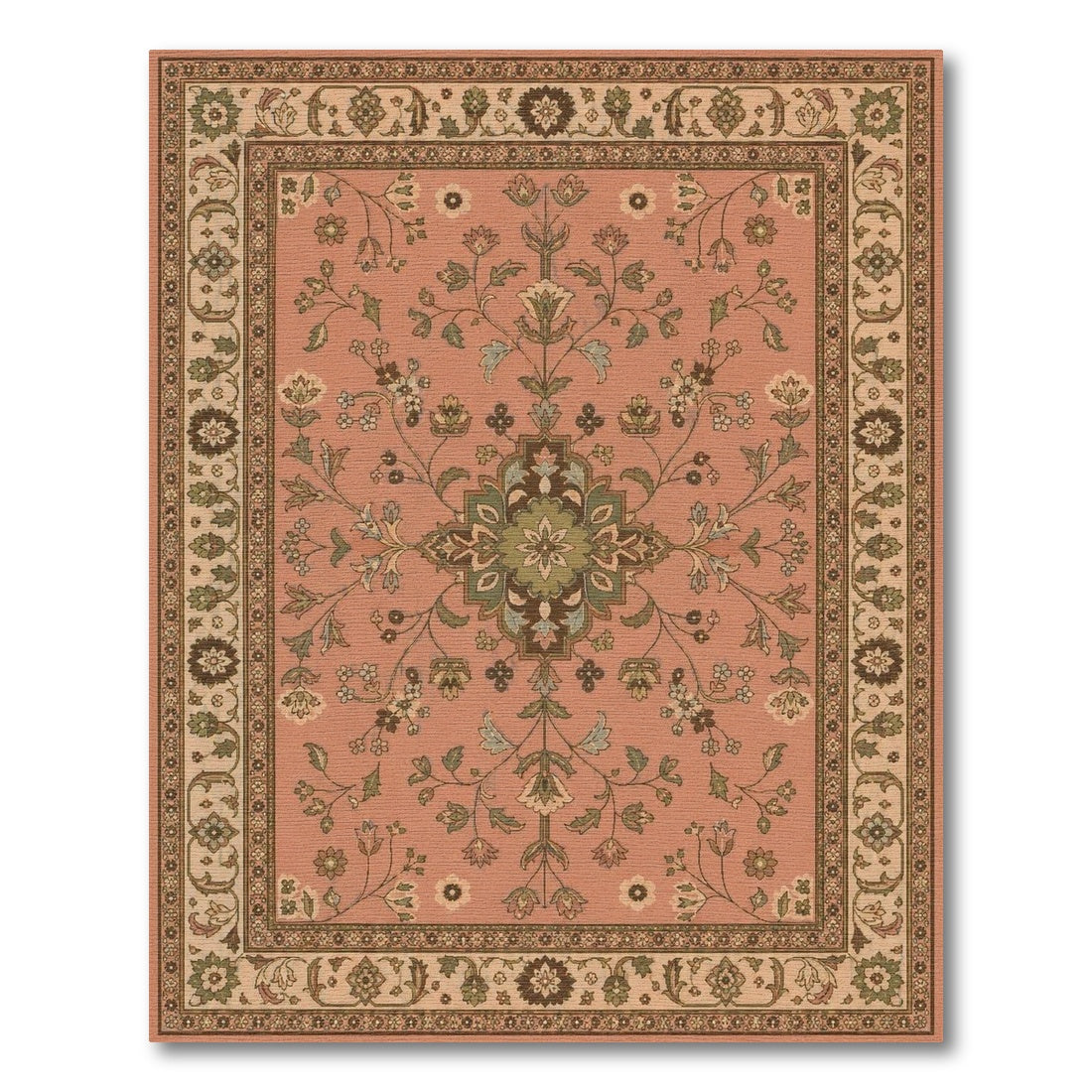 Pink Floral Vintage Medallion Rug