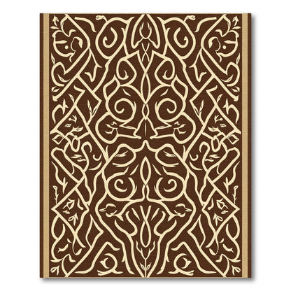 Ornate Brown Stylized Vine Medallion Rug