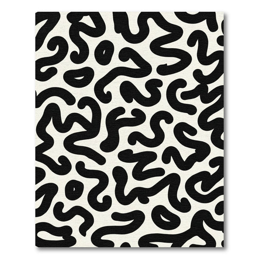 Black Cream Organic Swirls Rug