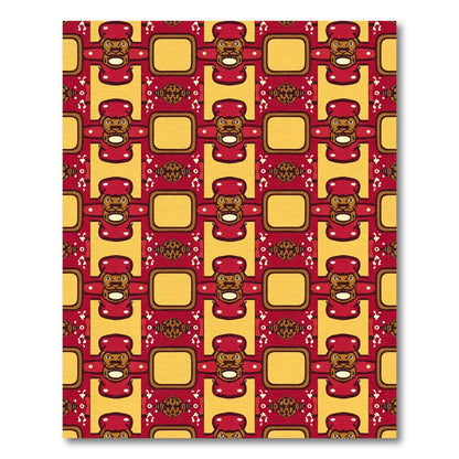 Bold Red Yellow Tribal Faces Rug